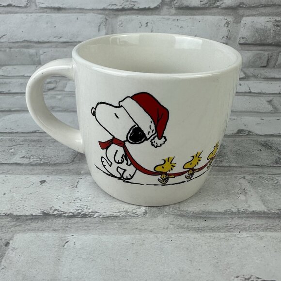 Peanuts Snoopy & Woodstock Christmas Coffee Mug Stoneware Modern Gourmet Foods - Picture 1 of 4